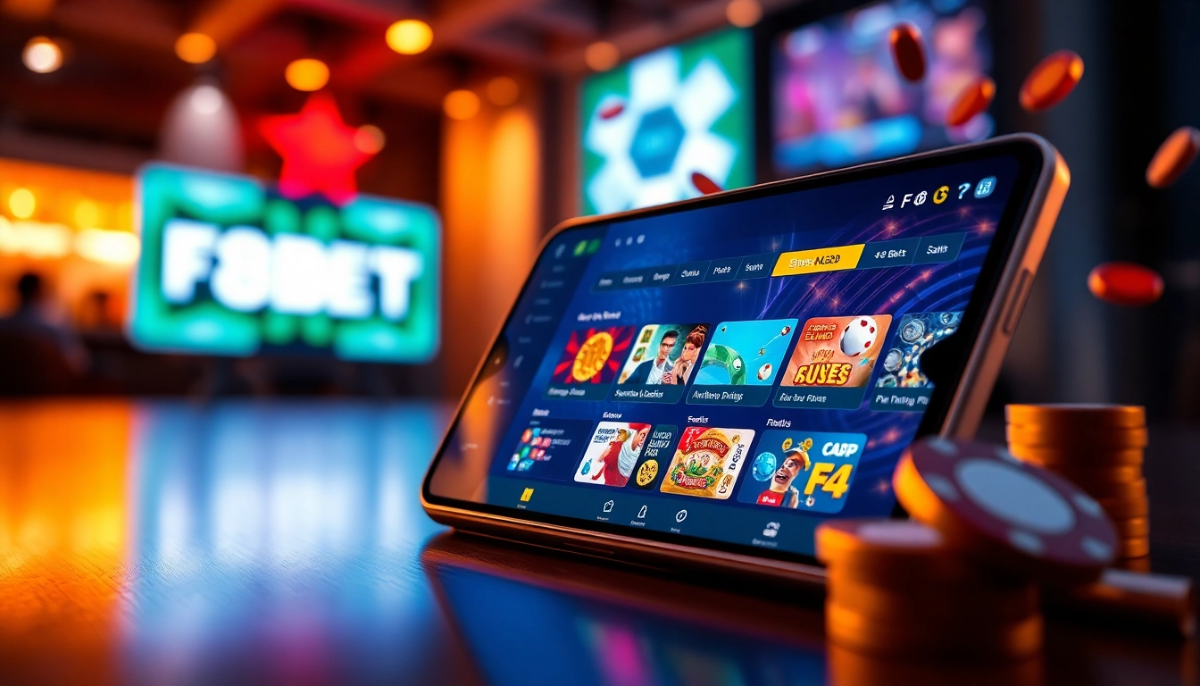 F8BET online betting interface showcasing vibrant games and bonuses for an exciting gambling experience.