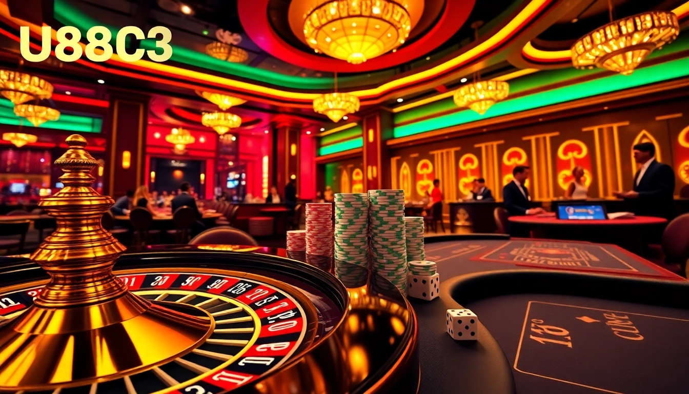 Experience the thrill of U888C3 online gambling with vibrant casino visuals.