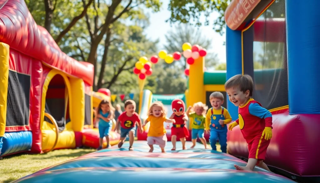 Children enjoying fun activities at https://www.tcspecialentertainment4u.com, surrounded by colorful entertainment.