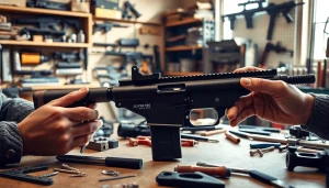 Assembling polymer 80 lower components showcasing craftsmanship and tools.