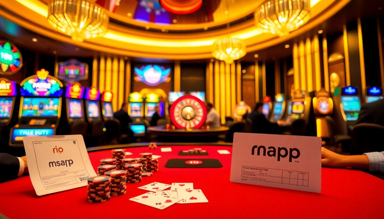 Players engaging in poker at a luxurious casino, highlighting the rio App for seamless online betting.