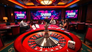 Engage with thrilling action of SN888 Download at a luxurious casino with roulette and cards.