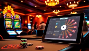 VUA99 offers an exciting casino experience with vibrant tables and spinning roulette.