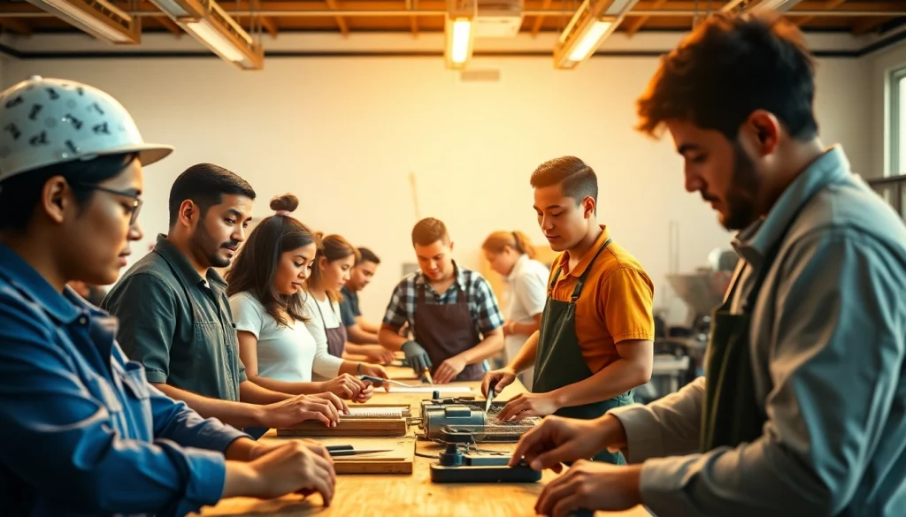 Students gaining hands-on experience at trade schools Oahu with engaging activities.