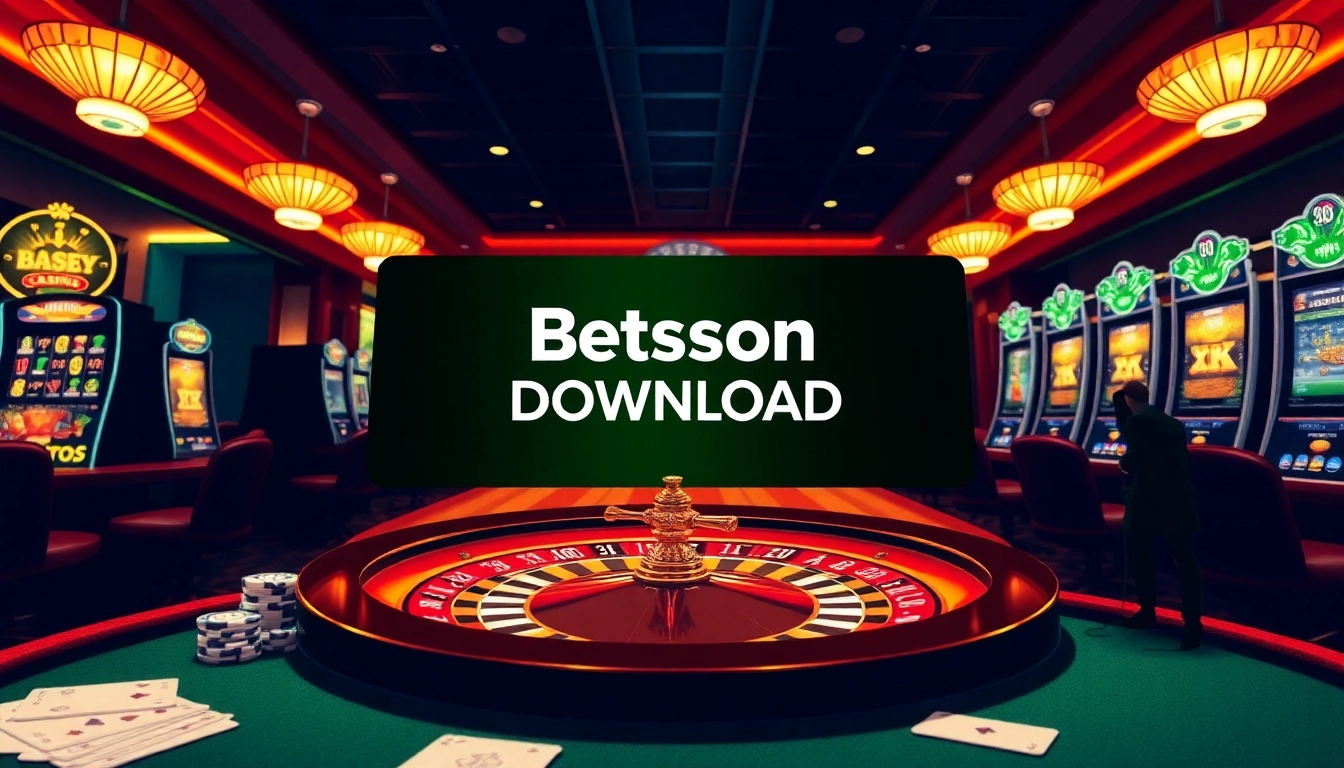 Betsson Download banner highlighting mobile gaming excitement and casino action.