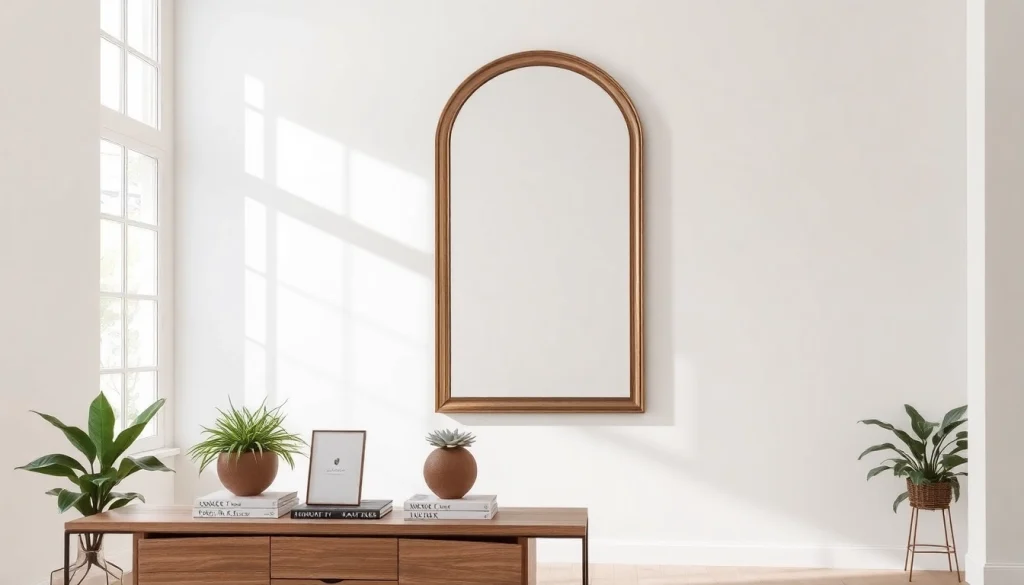 Showcase of a handmade mirror from https://merithome.co.uk in a modern setting emphasizing elegance.
