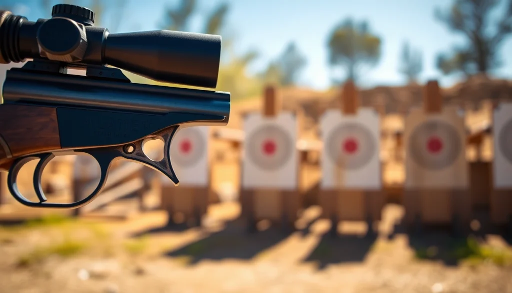 Showcasing the Alamo trigger with sleek design and precision in an outdoor shooting range.