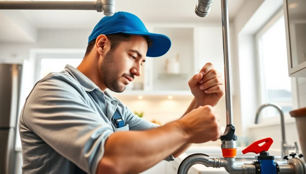 Plumber assisting with a plumbing issue for https://speedyservicestoday.com.au in a modern kitchen.