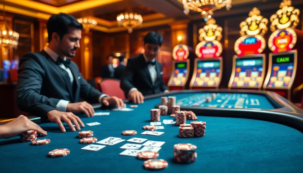 Players enjoying a thrilling game at a Fun88 casino table, showcasing excitement and quality.