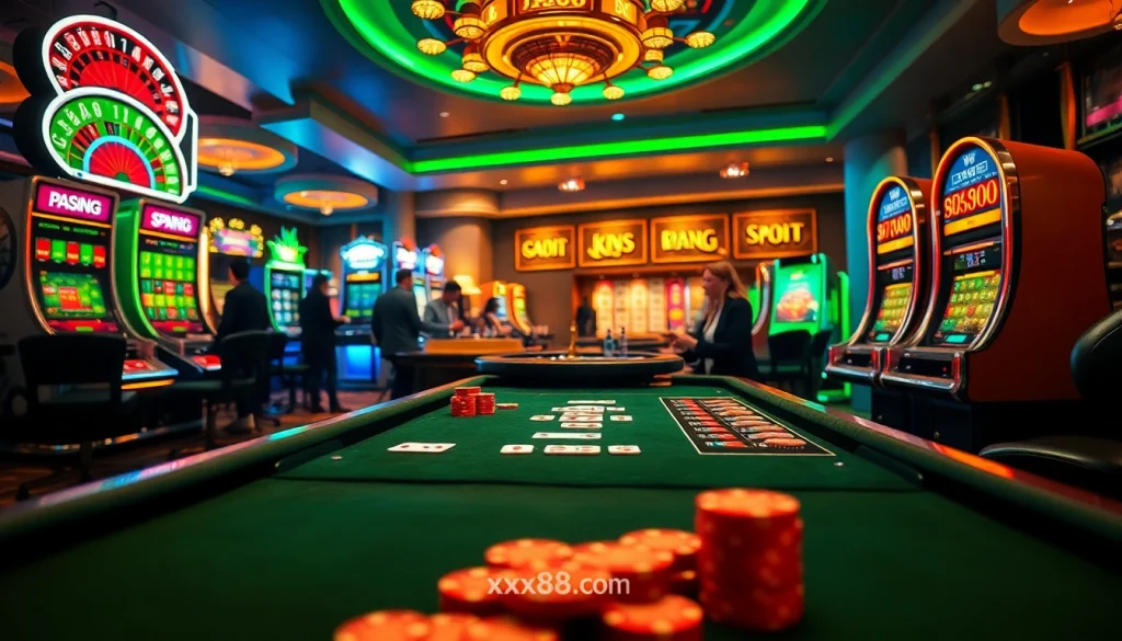 Betting excitement at the colorful xx88com online casino with vibrant gaming elements.