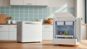 Explore the compact design of a mini freezer showcasing efficient storage solutions.