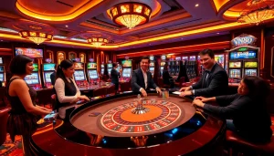 Experience the excitement of VN88 with players at a vibrant casino table.