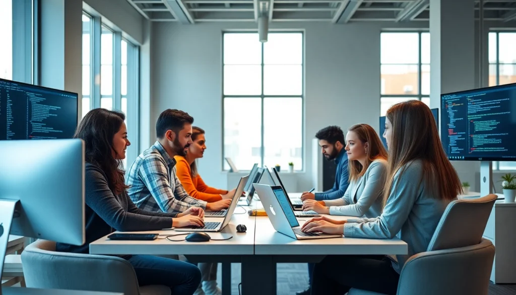 Engaged software quality assurance team at https://xqa.ca collaborating on testing and development projects.