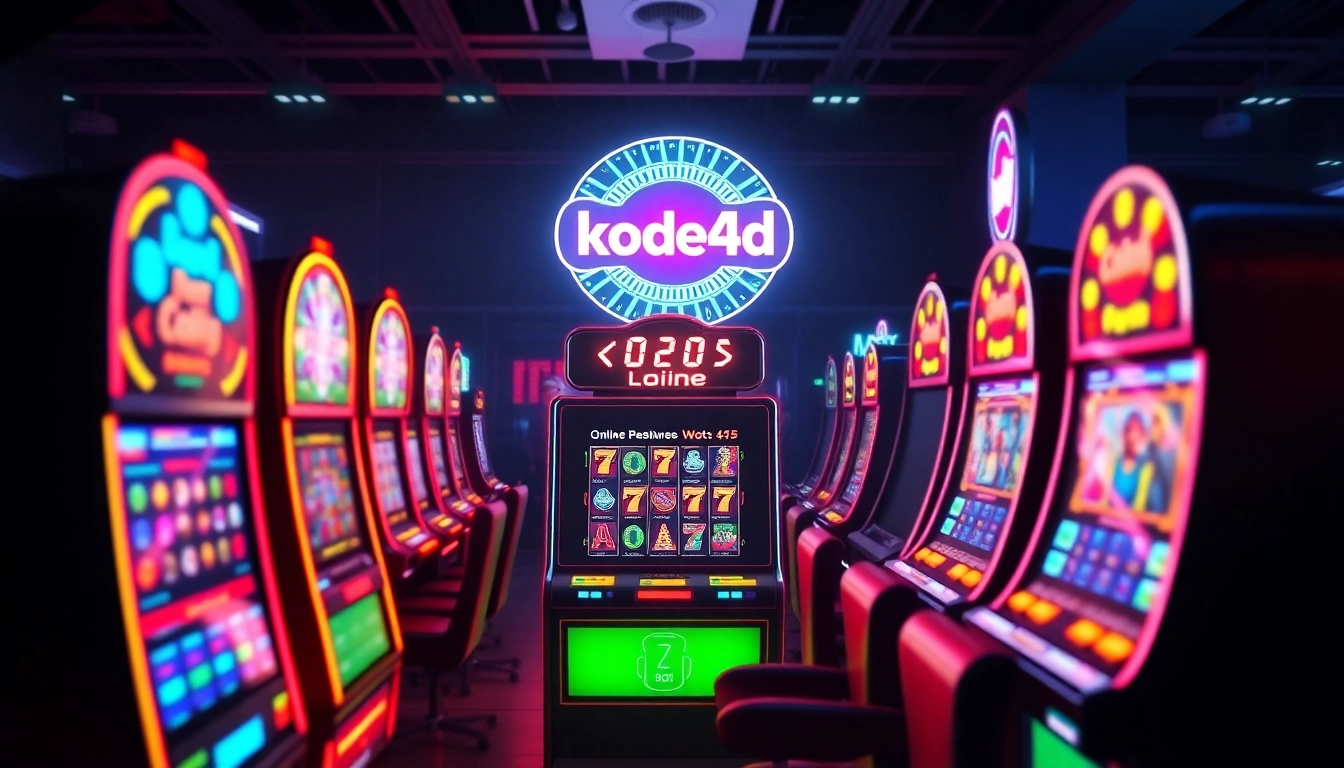 Experience Kode4d's vibrant gaming environment with colorful slots and dynamic animations.