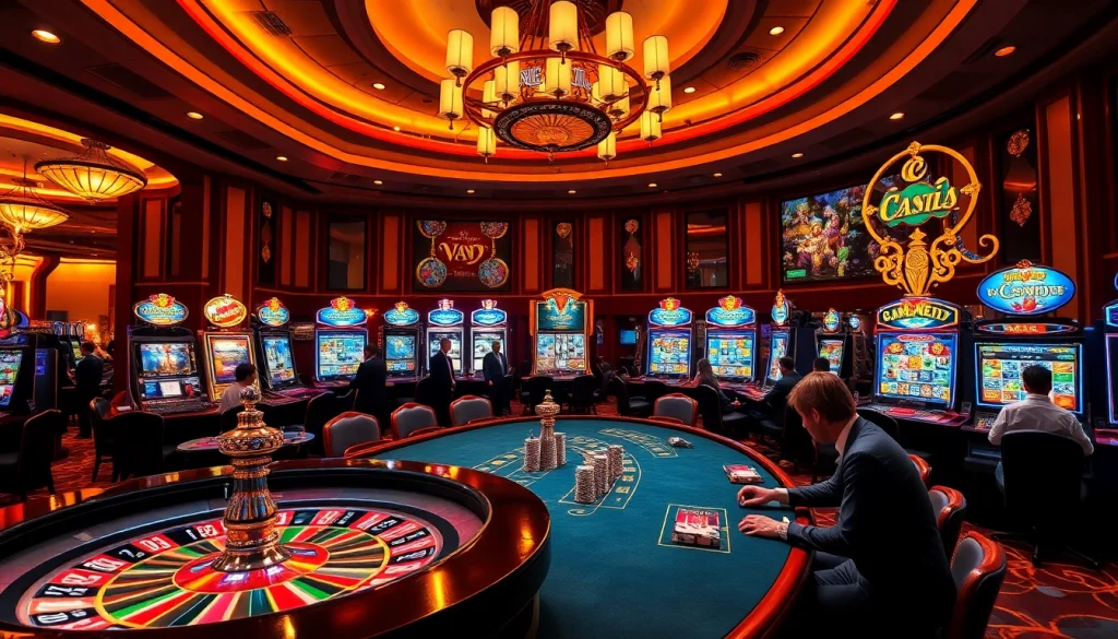 Experience the thrill at https://top10nhacai.gg/ with vibrant casino tables and exciting slot machines.
