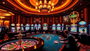 Experience the thrill at https://top10nhacai.gg/ with vibrant casino tables and exciting slot machines.