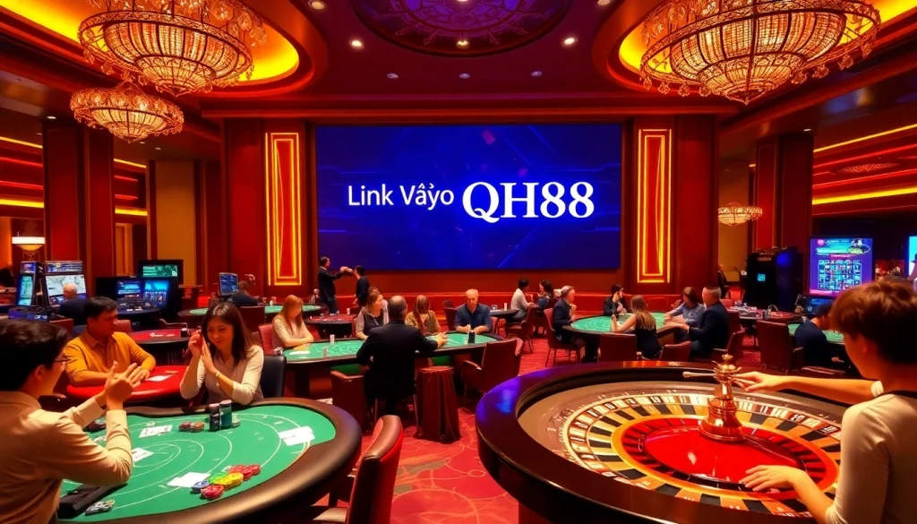 Engage in thrilling gameplay with Link Vào QH88 at dynamic casino tables showcasing vibrant action.