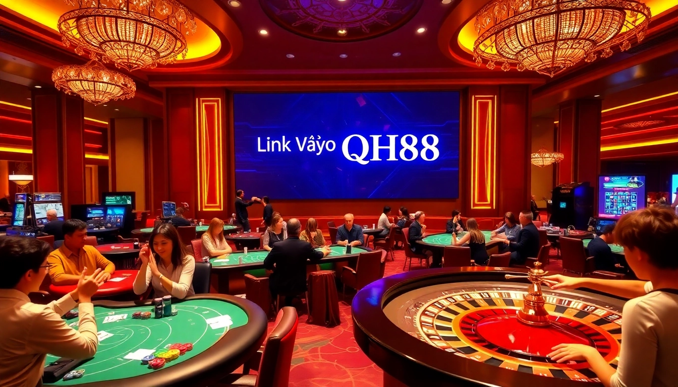 Engage in thrilling gameplay with Link Vào QH88 at dynamic casino tables showcasing vibrant action.