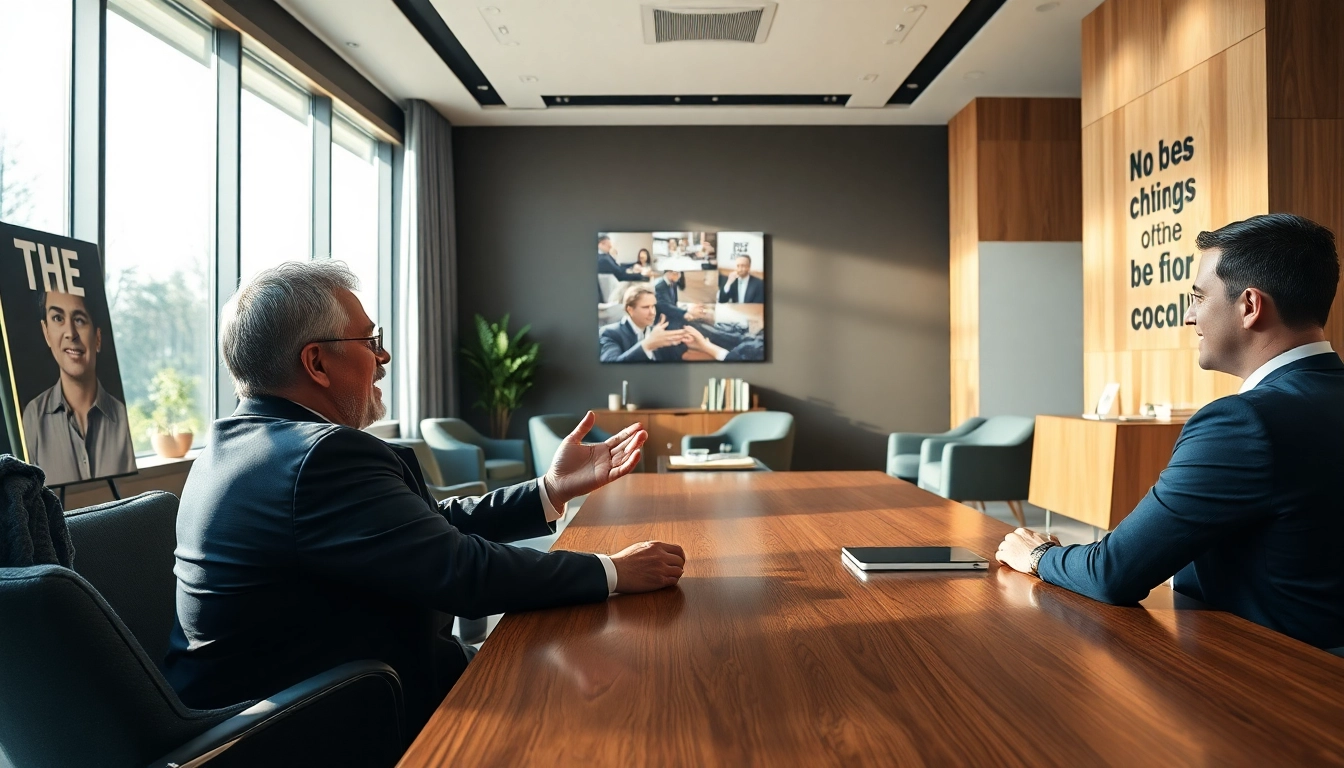 Engaging business coach los Angeles conducting a lively consultation in a modern office.