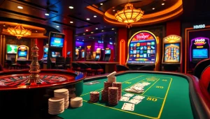 Experience thrilling gaming at HM88 with vibrant casino tables and exciting slot machines.