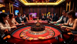 Experience the thrilling okwin game with players at a sophisticated casino table.