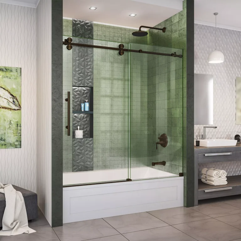 100927409_enigma-xo-oil-rubbed-bronze-frameless-sliding-glass-tub-door_1