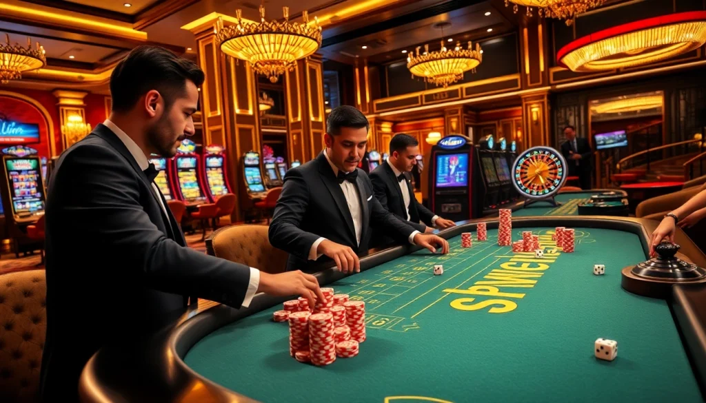 Experience the excitement of KUWIN at a vibrant casino gaming table with poker chips and slot machines.