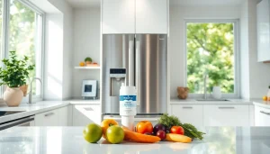 Waterdrop Replacement for GE® RPWFE® showcased in a modern kitchen for clean, refreshing water.