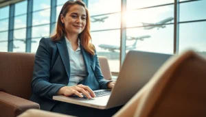 Engaging in the uk eta online application process within a cozy airport lounge