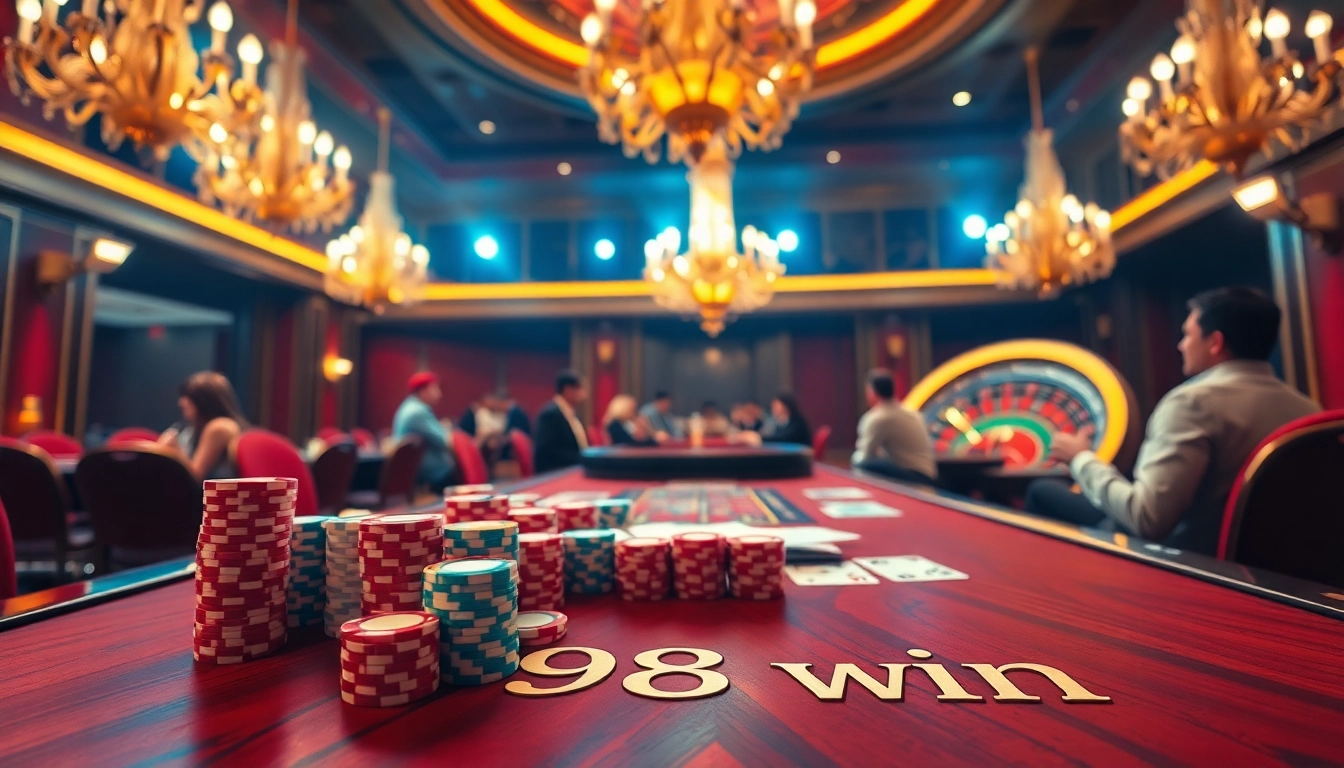 Experience thrill and strategy in poker at this vibrant casino, featuring 98 win-themed gaming.