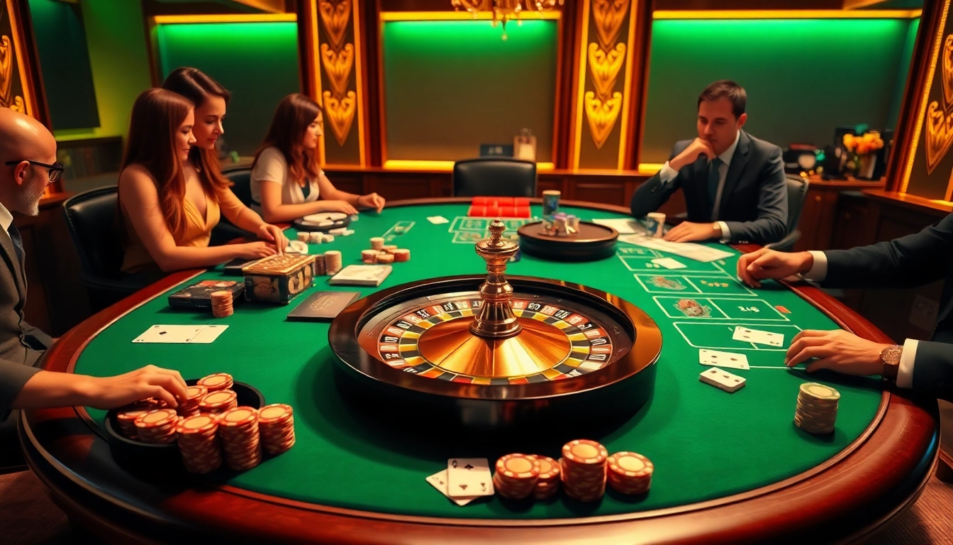 Engaging casino scene featuring roulette, cards, and chips at https://89bet.green/ for excitement.