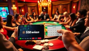Experience the excitement of 58win casino with players at a roulette table and vibrant gameplay elements.