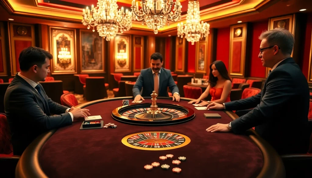 Engage in an exciting game at XX88 casino featuring a glamorous gambling table with poker chips.