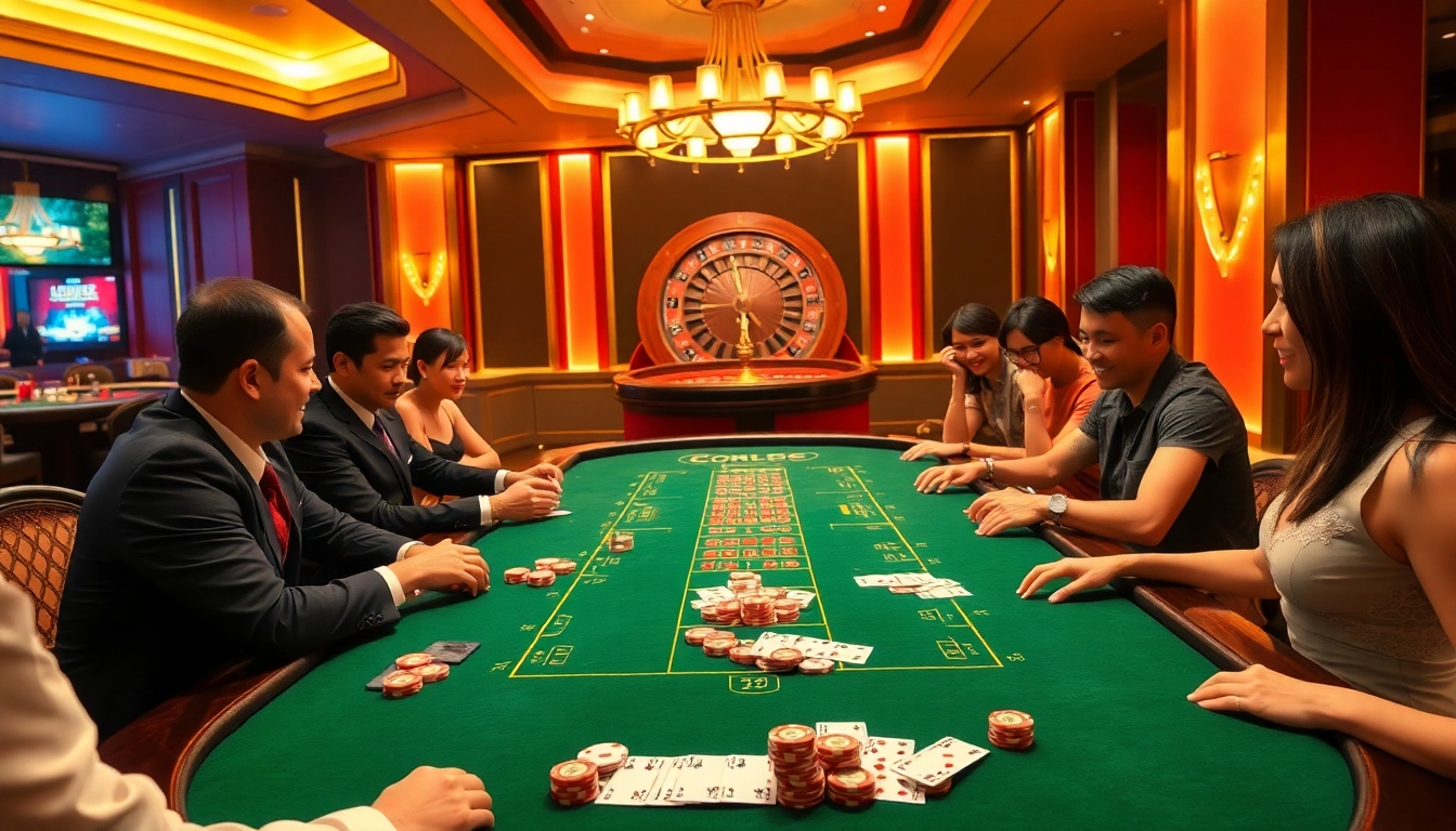 Exciting scene of lô kép 247 action at a luxurious casino table with enthusiastic players and warm lighting.