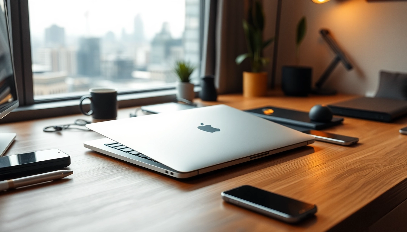Revealing the elegant MacBook Air M1 precio placed on a modern desk surrounded by tech accessories.