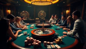 Experience thrilling gameplay at MM88 casino with vibrant poker tables and excited players.