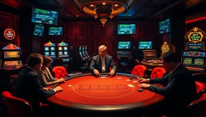 High-stakes poker in a luxurious casino highlighting hidden wiki dark web elements.