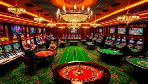 OKKING casino players engaging at roulette tables and slot machines under elegant lighting