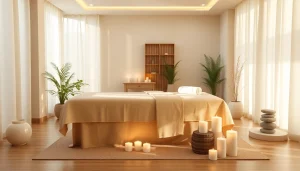 High-quality 출장안마 experience in a tranquil spa setting, featuring a massage table and soothing ambiance.
