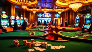 Experience the excitement of 7upbet with vibrant casino elements including tables, chips, and slot machines.