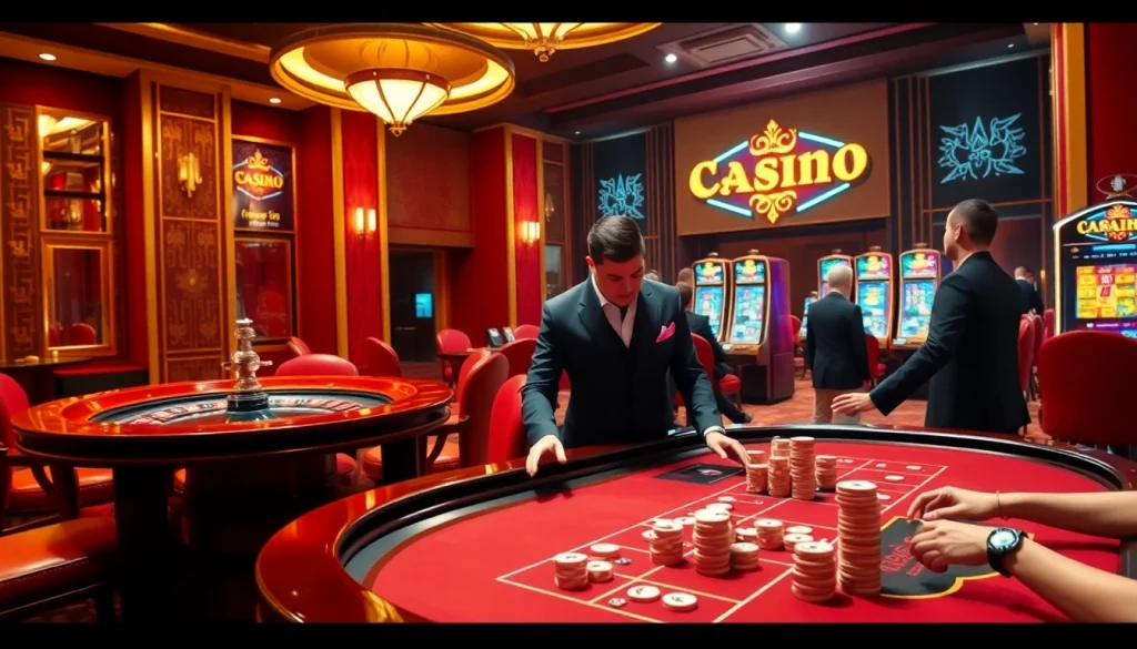 Naga99 players engaging in exciting casino games at a luxurious gaming table.
