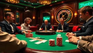 Experience high-stakes poker at 7upbet, featuring elegant gameplay with poker chips and cards.