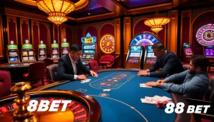 Engage with F8BET at a vibrant poker table showcasing excitement and strategic gameplay.