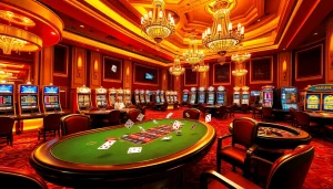 Experience the thrill of gaming at a luxurious casino showcasing vibrant poker and roulette action at https://hanoiculturetravel.com/.