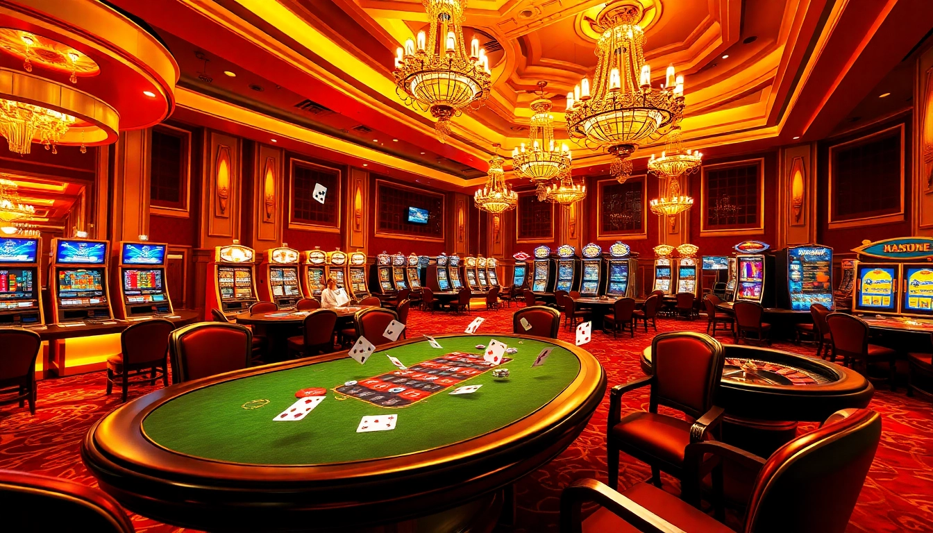 Experience the thrill of gaming at a luxurious casino showcasing vibrant poker and roulette action at https://hanoiculturetravel.com/.