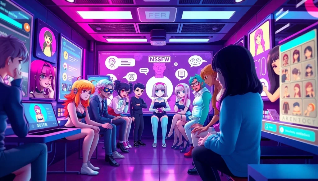 Experience engaging conversations with free NSFW character AI in a vibrant, immersive digital chat environment.