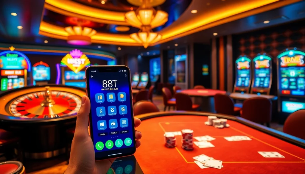 Engage with https://88t.art/ through an energetic casino scene showing roulette and poker table action.