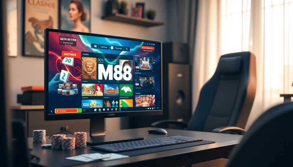 Experience the thrilling online gambling interface of M88.com.mx, featuring dynamic game displays and engaging elements.