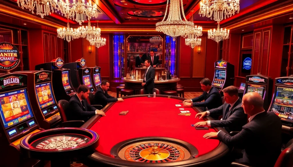 Experience the thrill of layarkaca21 in a vibrant casino setting with poker tables and slots.