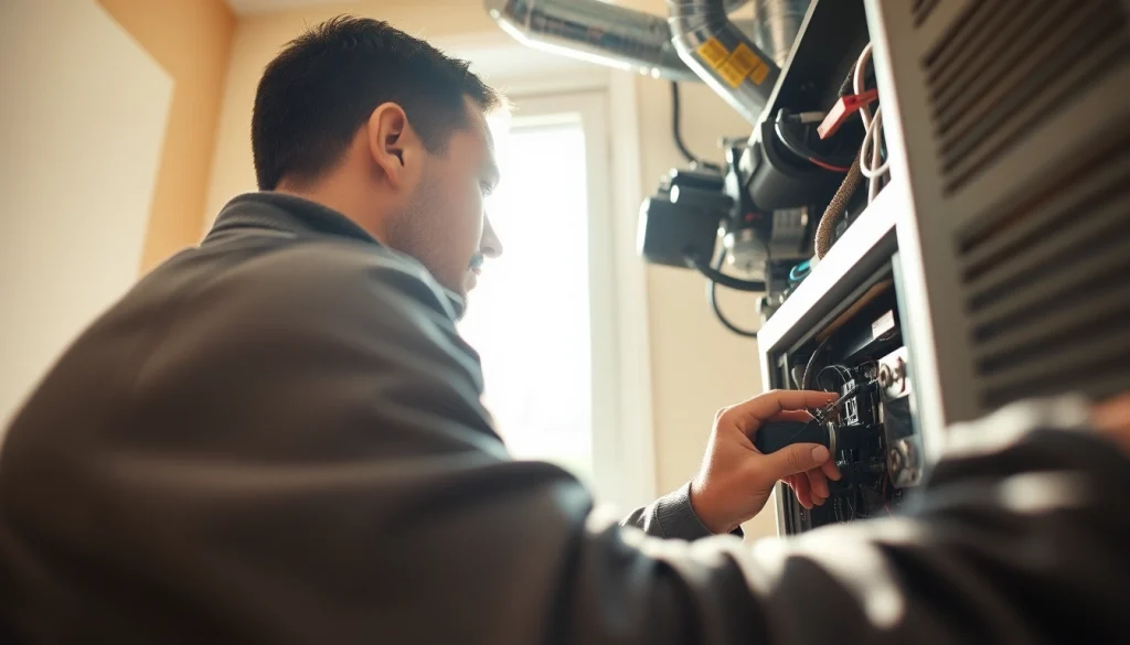 Expert performing HVAC repair Mt Kisco in a bright residential setting.